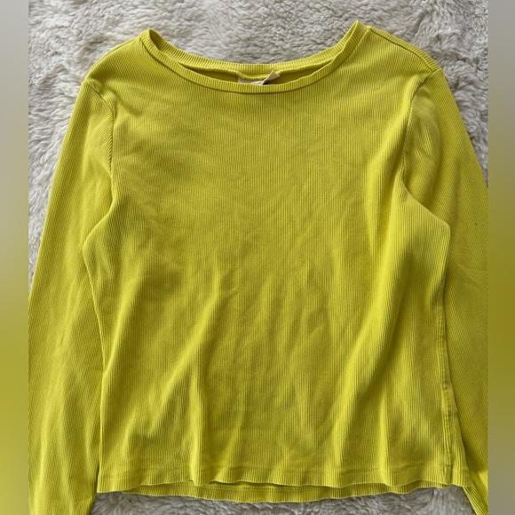 Universal Thread - Neon Yellow Ribbed Cropped Long Sleeve Top - Picture 2 of 4